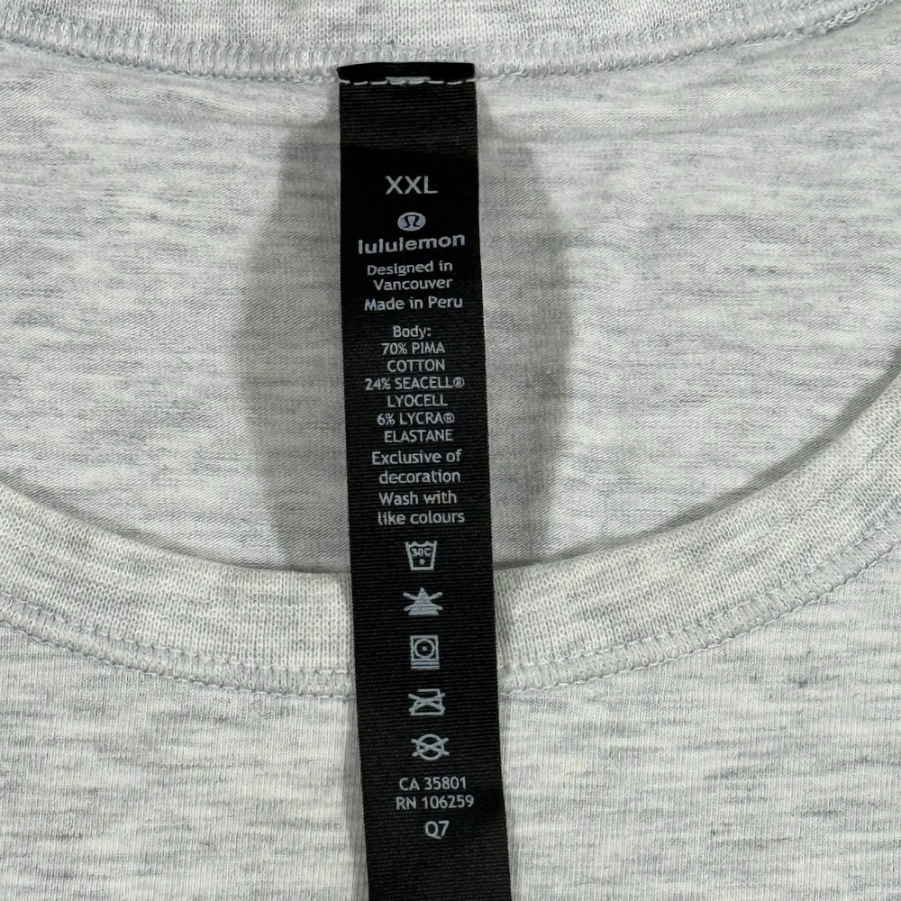 Lululemon Fundamental T-Shirt Men's 2XL Heather Gray Pima Cotton Tee - Picture 4 of 8